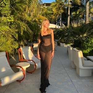 Rat & Boa Black Sheer Maxi Polka Dot Dress